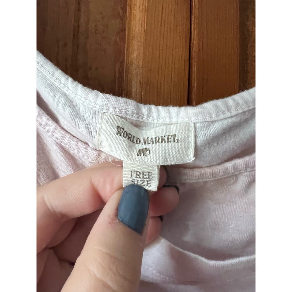 World Market Women's Summer Jumpsuit Sleeveless Square Neck White Pink Free Size - Picture 7 of 11